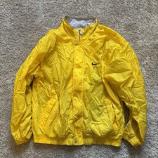 Vintage 90s Nike Full Zip Yellow Windbreaker Jacket Men's Medium