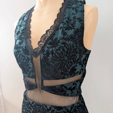 Trixxi Lace Overlay Midi Sheath Dress with Cutouts