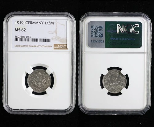 1919J GERMANY 1/2M NGC MS 62