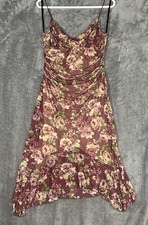 Y2K City Triangles Women?s L Pink Floral Spaghetti Strap Layered Cocktail Dres