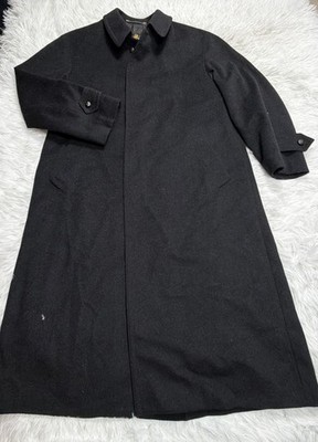 Mens German Made Trench Overcoat Size 40 Black Wool Business Formal BUGATTI