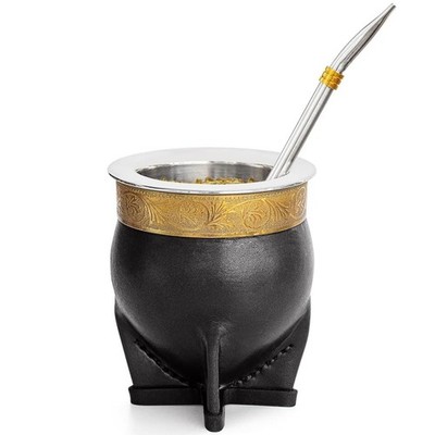 Cuopru Premium Argentina Imperial Yerba Mate Cup with 6.8 Ounces, Black