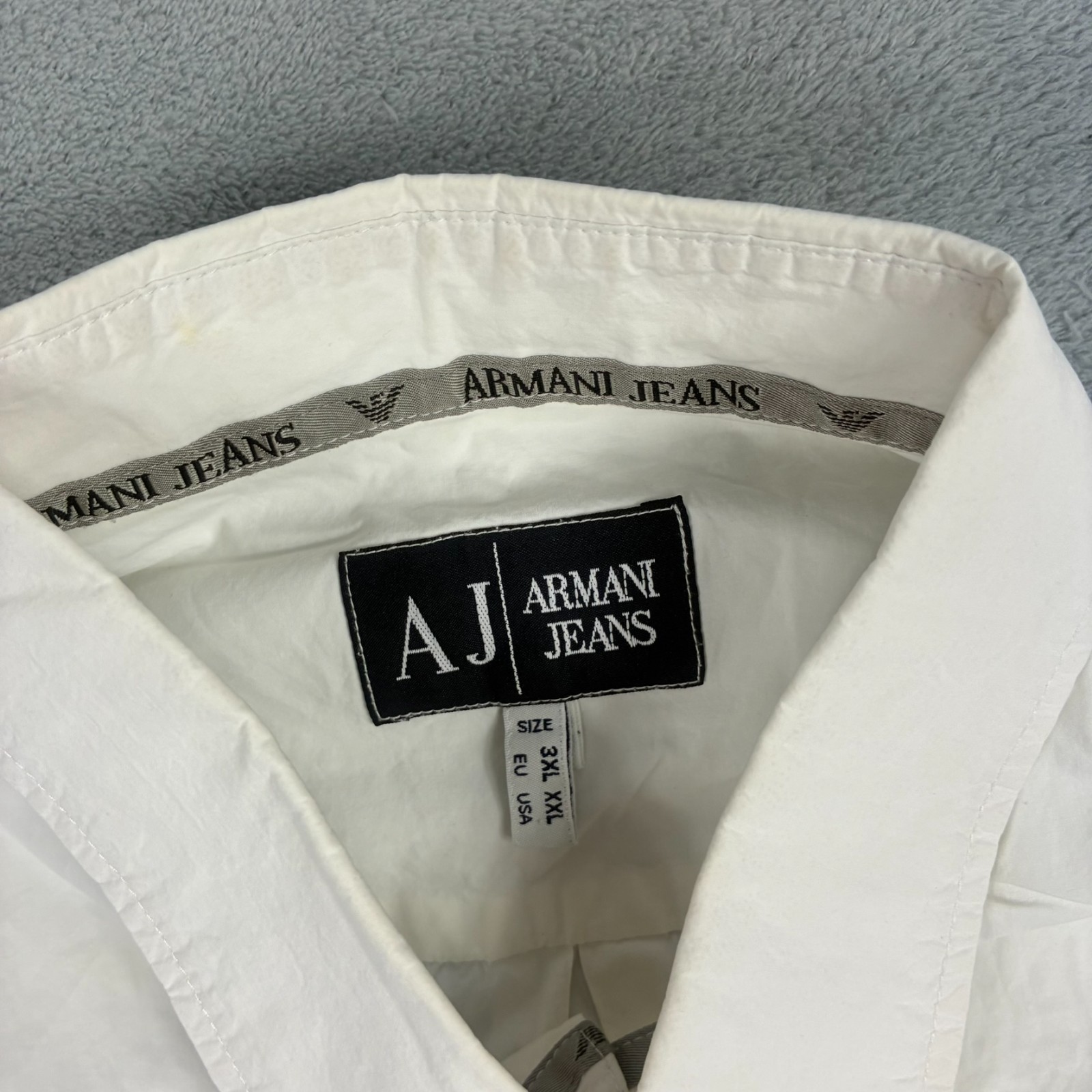 VTG Armani Jeans 2000's White Roll Sleeves Size 3XL S/S Button Up Shirt image 3