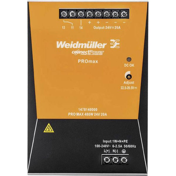 Weidmüller PROmax Rail PSU 480W 24V 20A high performance