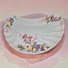 Copeland Spode Fairy Dell Crescent Plate Pink White Floral Pretty Side Plate