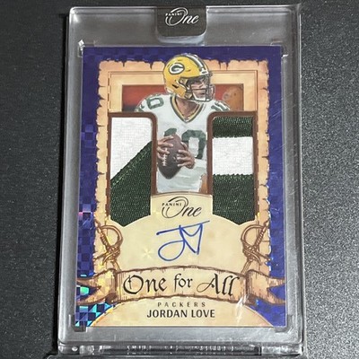 2023 Panini One - One For All Autographs Jordan Love #341 Blue /75 (AU, MEM)