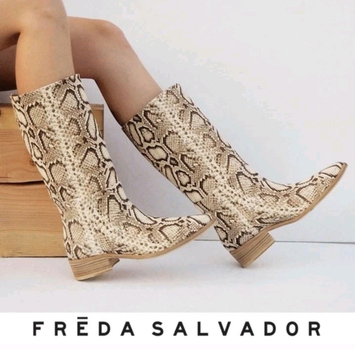 Freda Salvador Julia Boots Python Snake Embossed … - image 1