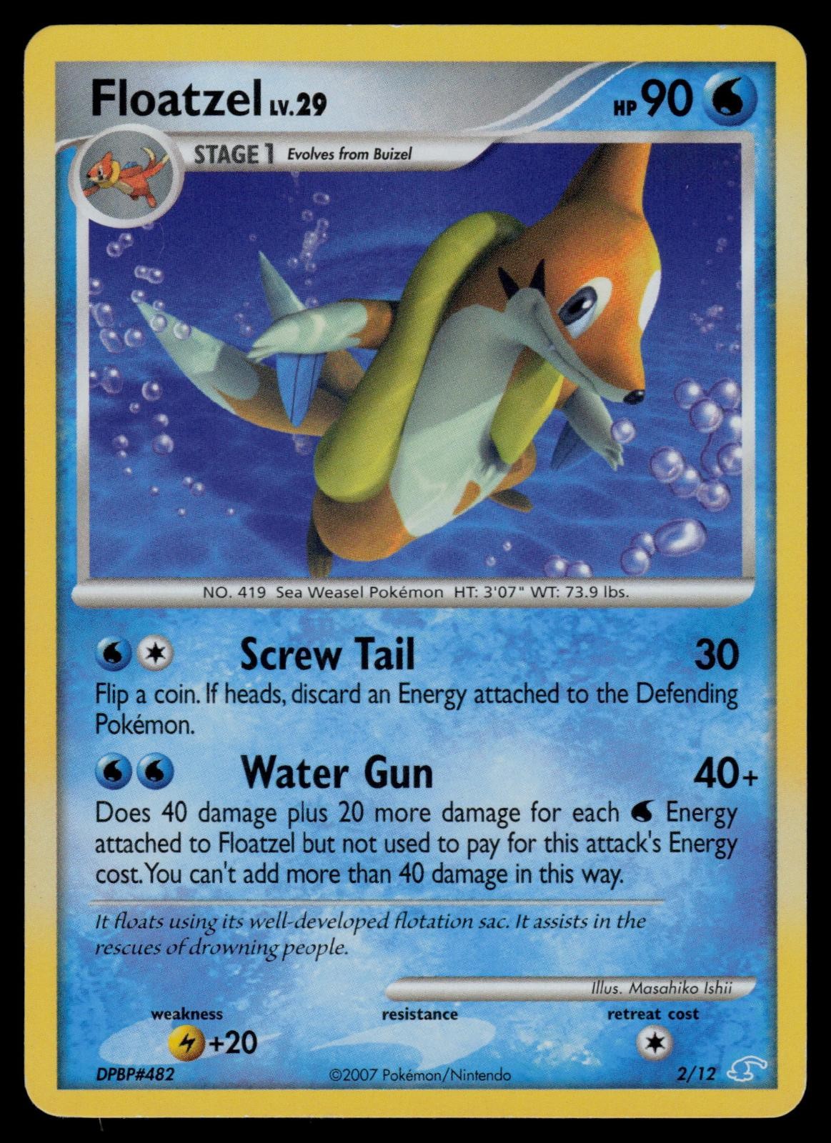 Floatzel 2/12 Common DP Trainer Kit: Manaphy & Lucario Pokemon Lightly Played
