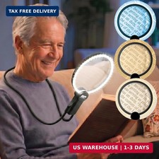 MAGNIPROS Hands-Free Magnifying Glass with Light for Seniors, 5X/10X Rechargeabl