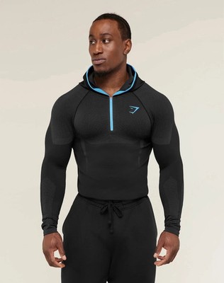 Gymshark Onyx 5.0 Seamless 1/4 Zip Hoodie Black Grey Fast Shipping