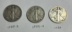 Walking Liberty Silver Half Dollar Lot 3 coins 1929-S, 1935-S, and 1939-P