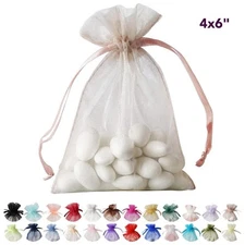 4x6" Sheer ORGANZA BAGS with Pull String Drawstring Pouches Wedding Party Favors