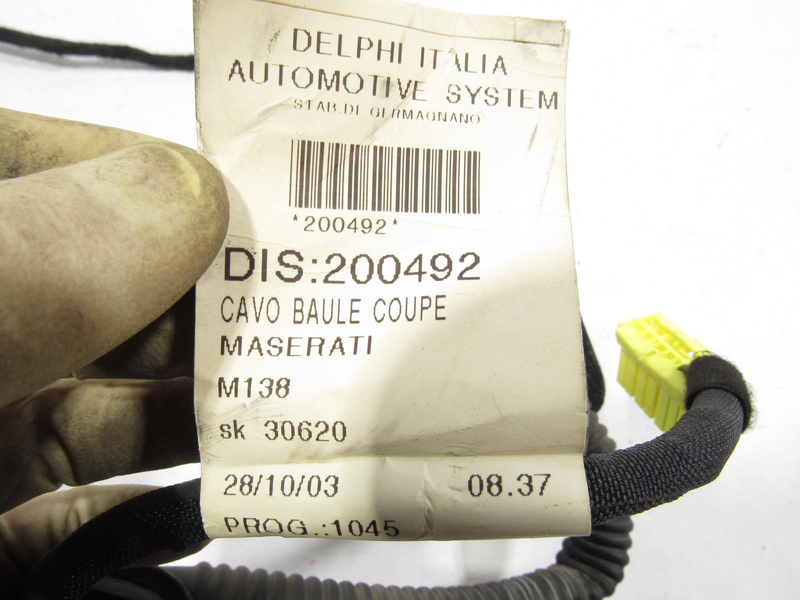 02-06 Maserati Coupe GT 2004  Rear Trunk Lid Boot Wire Wiring Harness ;