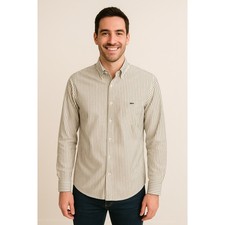 Lacoste Modern Fit Striped Long Sleeve Button Down Shirt Men's Size 40