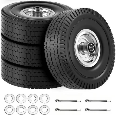 #ad 4.103.50 4 Polyurethane Solid Wheel Heavy Duty Tires for Garden Wagon Cart $45.99
