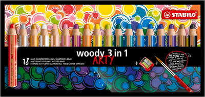 3 In 1 Watercolor Wax Colored Pencils Set 18 Assorted With Sharpener Brush