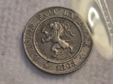 1863 Belgium 10 Centimes Foreign Coin