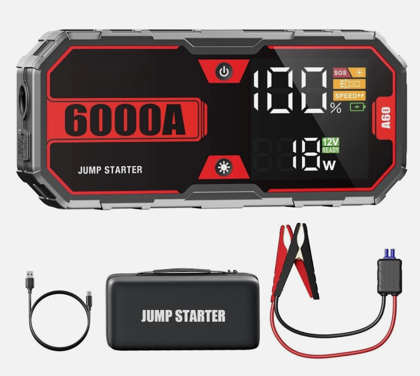 Démarreur batterie auto 6000A portable 20000mAh universel USB