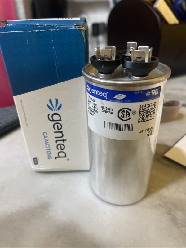 Genuine Genteq Capacitor Dual Round Run 35/5 uf MFD 370 Volt 97F9834 C3355R
