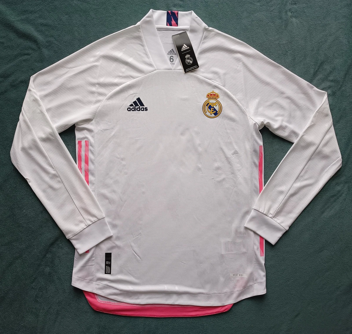 Maillot Real Madrid Domicile - Adidas, Taille M, Blanc, Manches Longues, Occasion Mint