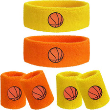 6Pcs Sports Sweatbands Set for Kids - 2 Headbands 4 Wristbands, Moisture Wicki