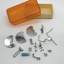 Vintage Sewing Machine Attachments Feet Presser Foot Parts Set Kit In Case