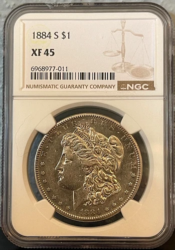 1884 S Morgan SILVER Dollar NGC XF45 -KEY DATE!