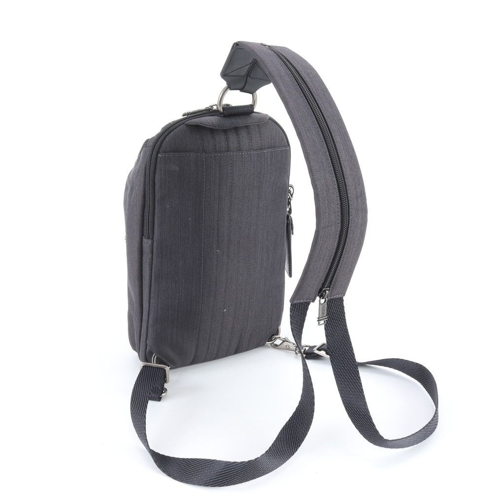 TUMI Leather 2-Way Body Bag with Tracer Tag Grey Black Men’s Backpack image 3