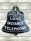 VINTAGE LOCAL AND LONG DISTANCE TELEPHONE 12x10.5" PUMP PORCELAIN GAS OIL SIGN
