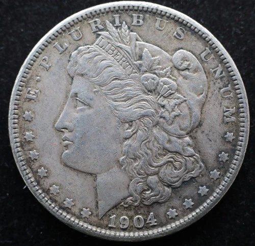 KAPPYSCOINS GH700 1904 ORIGINAL AU MORGAN SILVER DOLLAR