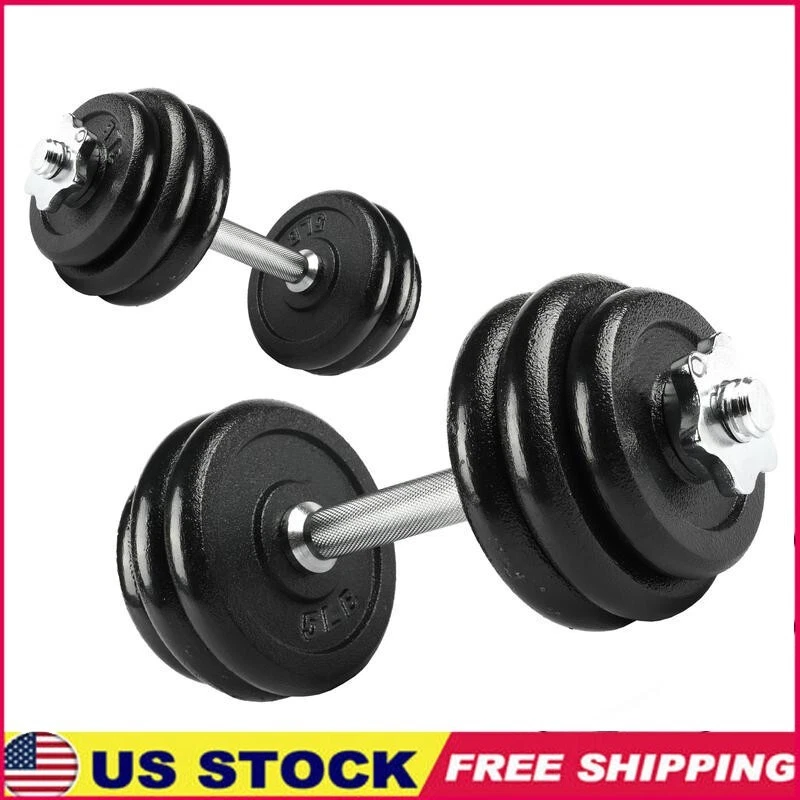 Adjustable 40lb Dumbbell Set Cast Iron Weight Fitness Ergonomic Grip Home Gym US