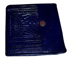 Moroccan Wallet Coin Genuine Leather Bi-fold Handmade Pocket Unisex Small Blue