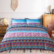 Stripes Bohemian Duvet Cover Bedding Set Single Double King Size UK Pillow Cases