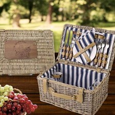 Custom Engraved 4 People Cooler Picnic Wicker Basket