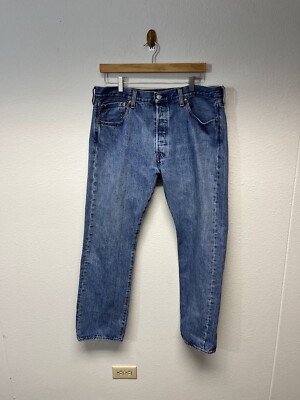 Mens Levi's Button Fly Size 36X30 bleach spot on pant leg hem