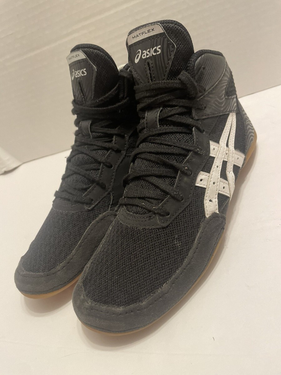 ASICS Matflex 7 Mens 7.5 Black White Leather Wrestling Shoes  display picture 3