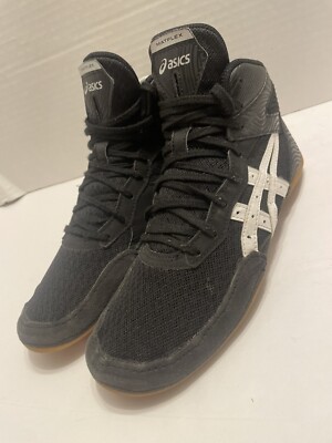 ASICS Matflex 7 Mens 7.5 Black White Leather Wrestling Shoes 1081A051