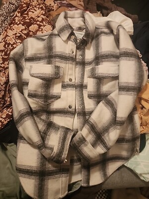 Abercrombie Fitch Plaid Wool Blend Shirt Jacket Womens Xs - Main Image