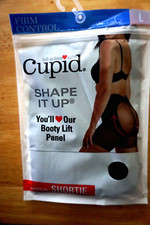 CUPID SHAPE IT UP BLACK FIRM CONTROL WAISTLINE BOOTY LIFT SHORTIE/SIZE LARGE/NEW
