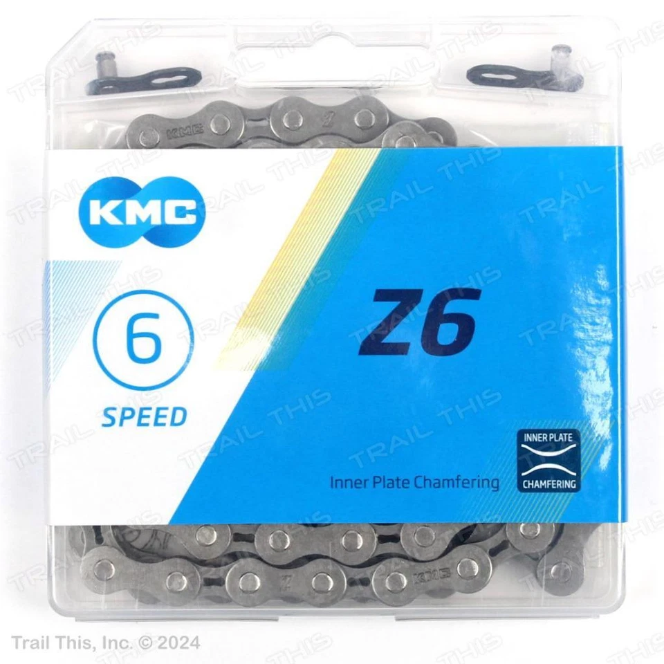 KMC Z6 6/7-Speed MTB Road Bike Chain 116L 3/32" fits 7-Speed Shimano SRAM Gray - Image 2 of 3