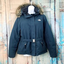 The North Face HyVent Blue Polyester Down Insulated Parka Coat w/ Belt