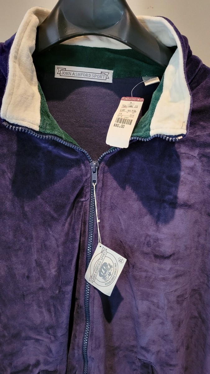 Vintage John Ashford Sport Velour Men Size XL Track Jacket