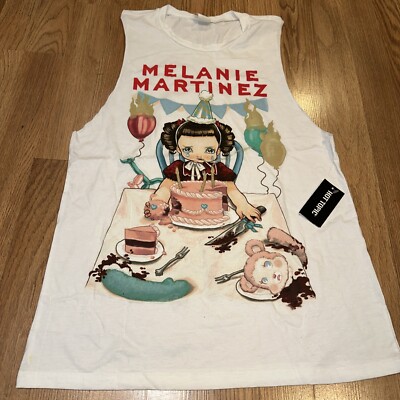 RARE NEW Melanie Martinez Pity Party Cry Baby Muscle Shirt Adult Size Med White