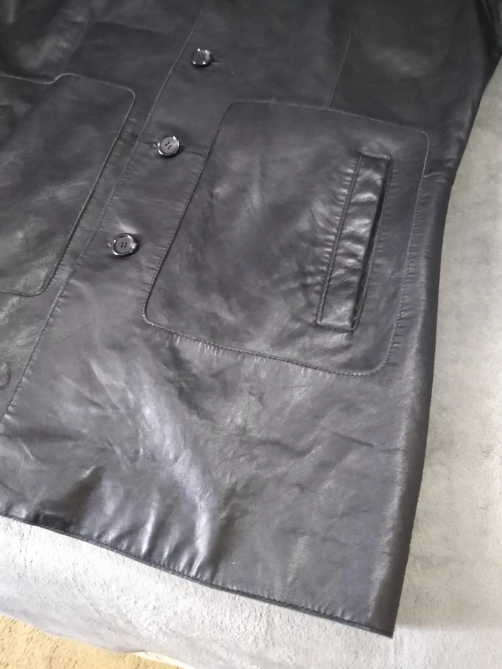 Chaqueta De Colección NYC Whet Azul Corderos Cuero Abotonada Para Hombres L Nueva Zelanda Cordero Muestra Foto 2 de 4