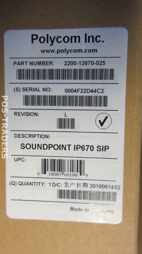 Polycom SountPoint IP670 2200-12670-025 Gige SIP VoiP PoE Phone NEUF DANS SA BOÎTE - Photo 3/5