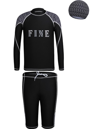 Kids Boys Swimsuit Tankini Shirt And Bottoms Hat Sports Top With Shorts Active - Picture 8 of 24