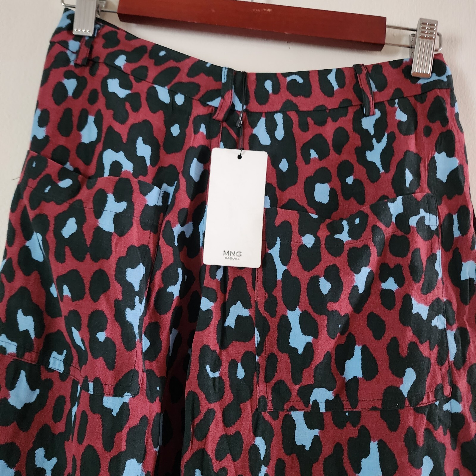 Mango MNG Casual Womens Pantalon Red Leopard Print Relaxed Pants Pleated Size 2 thumbnail 10
