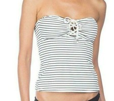 POLO RALPH LAUREN Women's RESORT STRIPES White/Black TANKINI TOP -  M