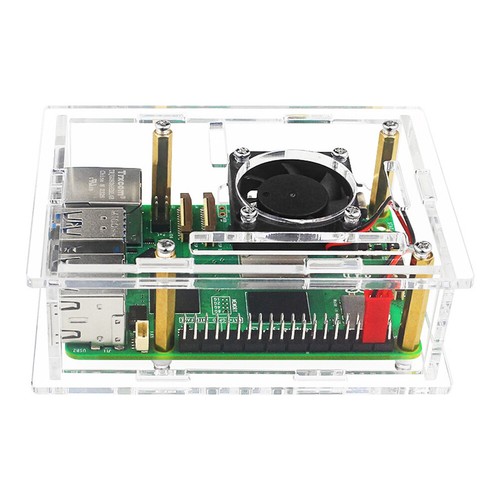 For Raspberry Pi 5 Acrylic Case Aluminium Heatsink with Cooling Fan (model C) - Photo 3/12