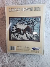 Vintage Latch Hook Kit Covered  Bridge  27x20" NOS Yarn Crafts